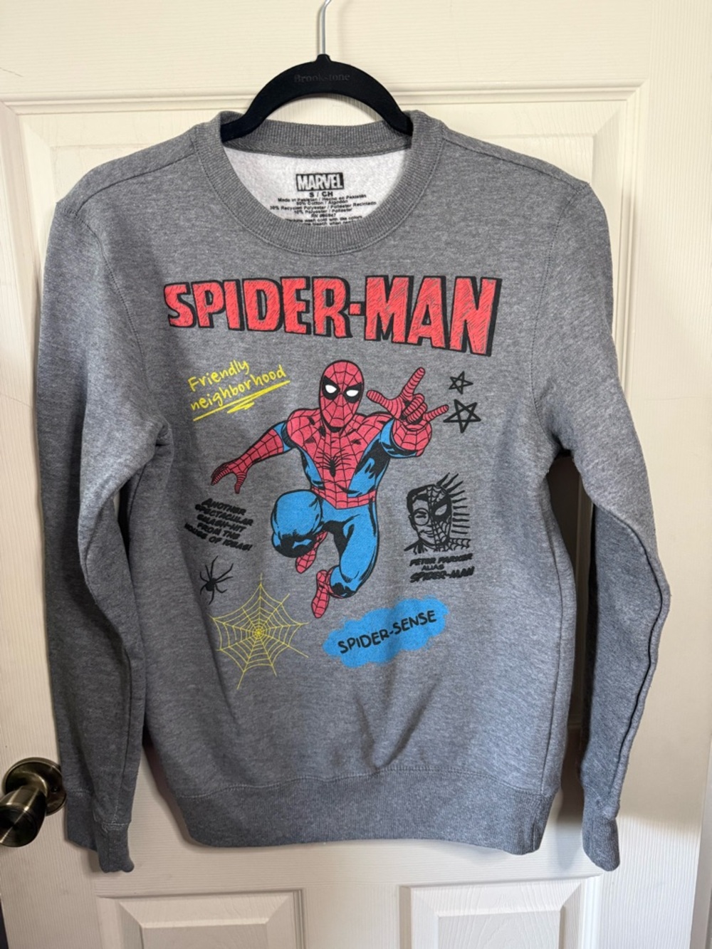 Marvel Spider-Man Gray Crewneck Sweatshirt Friendly Neighborhood- Small